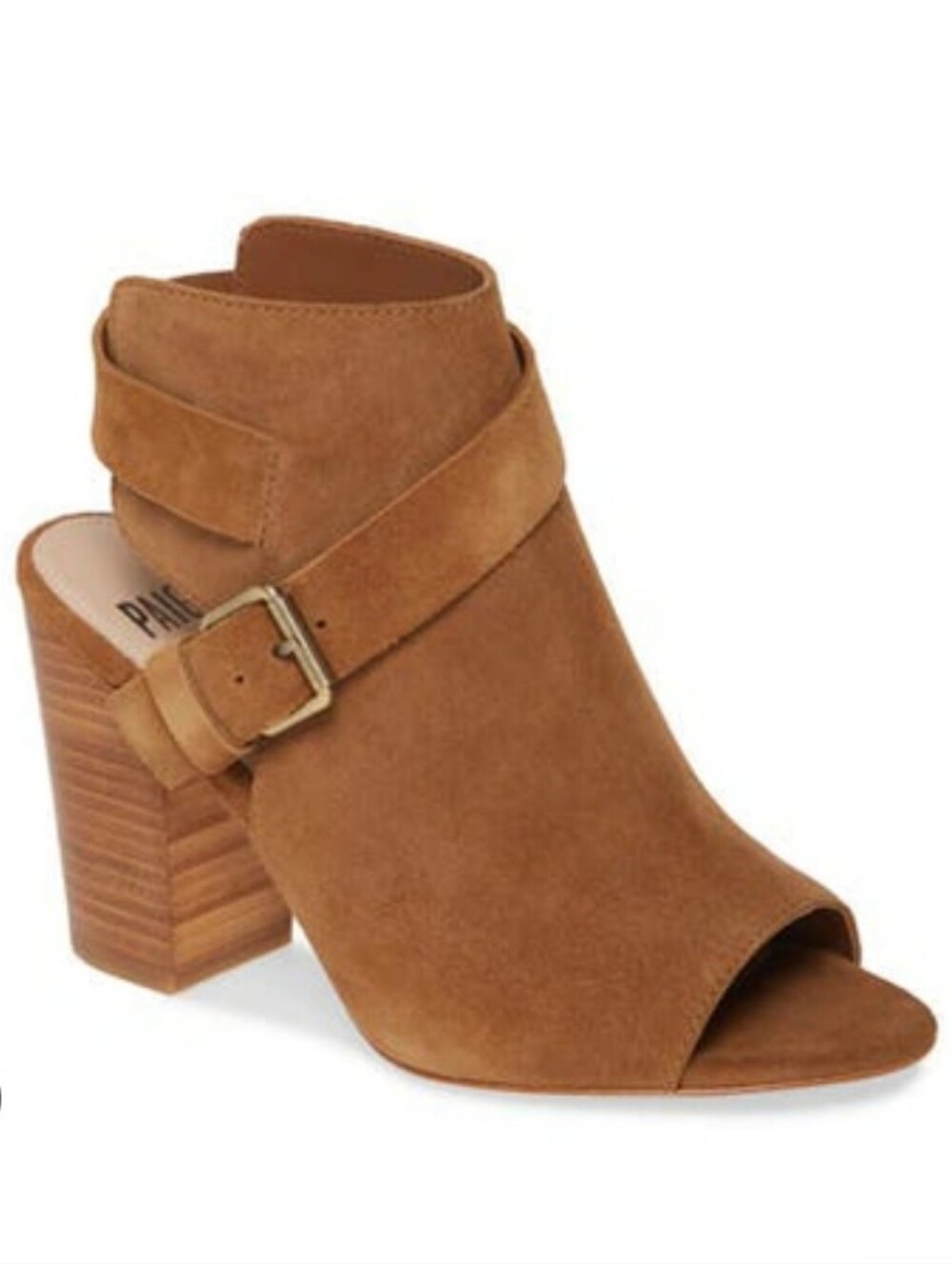PAIGE-"Mimi" Suede Block Heel Sandal In Tan Suede-Size 6.5